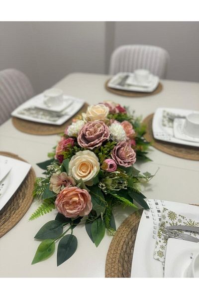 Nettenevime Τεχνητό λουλούδι Τραπέζι φαγητού Flower Powder Peony Cream Rose Τεχνητό λουλούδι τραπεζιού