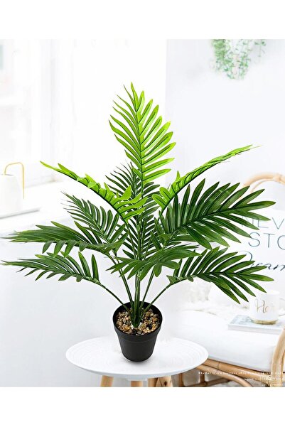 Nettenevime Yapay Ağaç Salon Bitkisi Areka Palmiye 83cm 18 Yaprak Plastik Siyah Saksıda