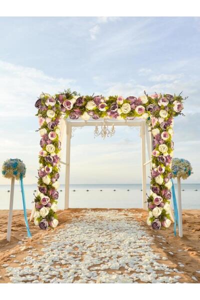 Nettenevime Yapay Çiçek Gülkurusu Pembe  Şakayık Tak Organizasyon Nişan Düğün Dekor Çiçeği Süsleme Tag 25x130cm