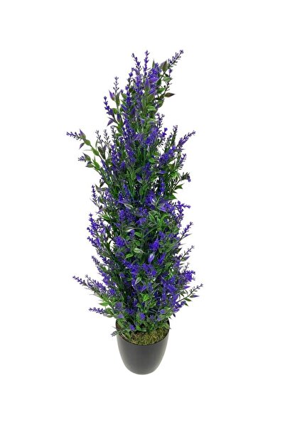 Nettenevime Yapay Çiçek Siyah Saksıda Mor Lavanta Ağacı 55cm