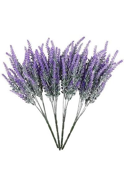 Nettenevime 4lü Set Yapay Çiçek Mor Lavanta Pudralı Doku Aşırı Doğal 25 Kafa