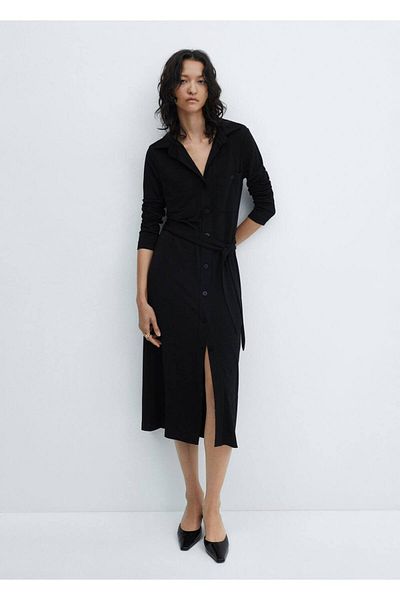 MANGO Woman Shirt Dress - Belt Detailed