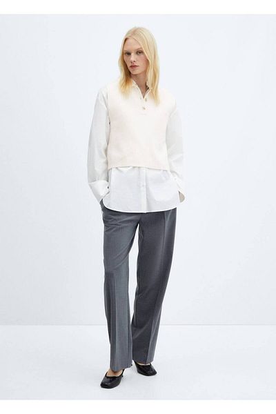 MANGO Woman Knitted sweater with buttoned collar