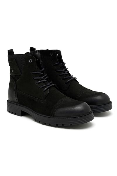 Desa Latoya Μαύρες ανδρικές δερμάτινες μπότες Nubuck
