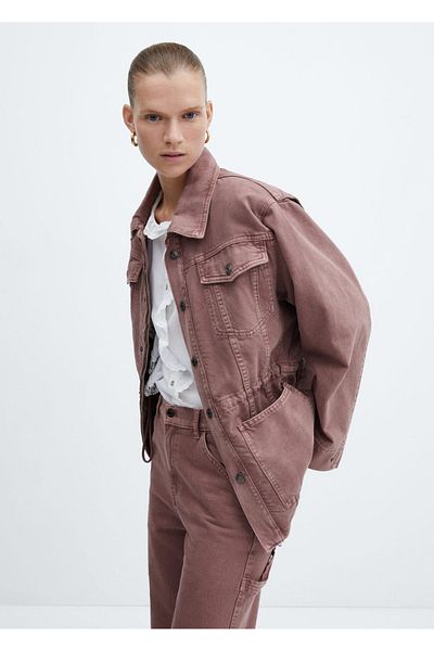 MANGO Woman Jachetă din denim reglabilă cu șnur