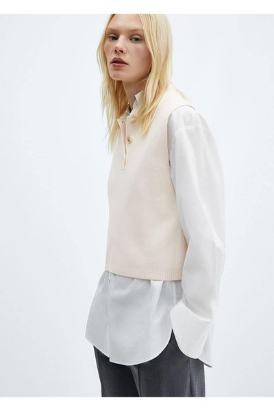 MANGO Woman Knitted sweater with buttoned collar