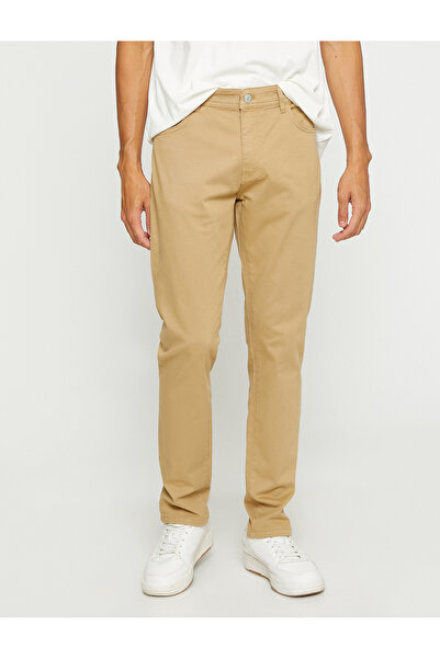 Koton Basic-Gabardine-Hose mit schmaler Passform und Knopfdetail