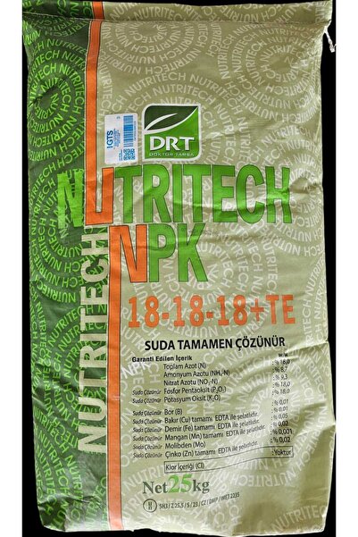 DRT Damlama Npk Gübre Süper Dengeli Nutritech 18 18 18 Te Bitki Çiçek Fidan G...
