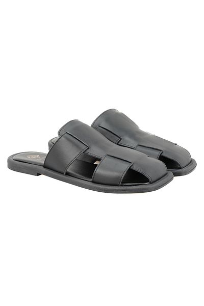 Desa Women's Black Leather Slippers
