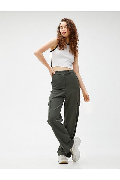 Koton Cargo Pants High Waist Pocket Detailed