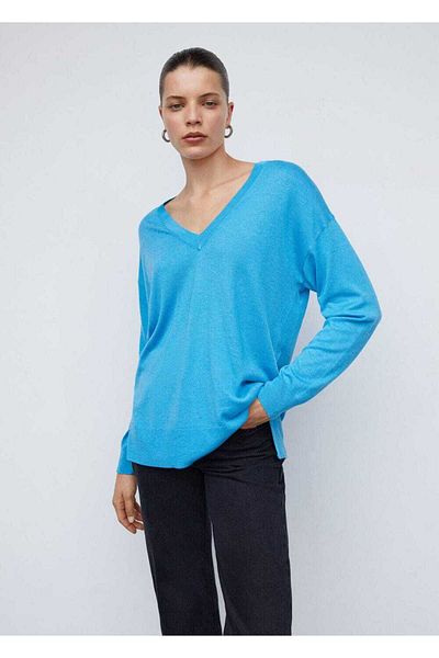 MANGO Woman Pulover cu decolteu în V cu fante