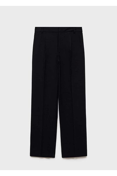 MANGO Woman Plissierte, gerade geschnittene Hose
