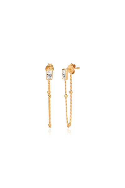 Emiliano Jewellery 925 AYAR ZİRKON TAŞLI ZİNCİRLİ KÜPE