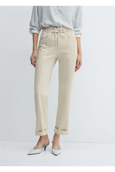 MANGO Woman Džíny s elastickým pasem Slouchy