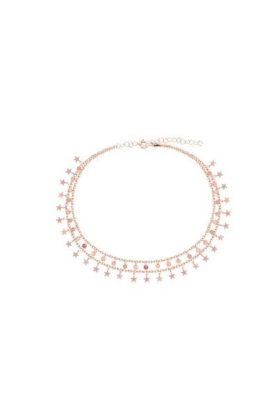 Genel Markalar Taşsız Rose Altın Kaplama Sallantılı Yıldız Yuvarlak Pullu Gümüş Halhal