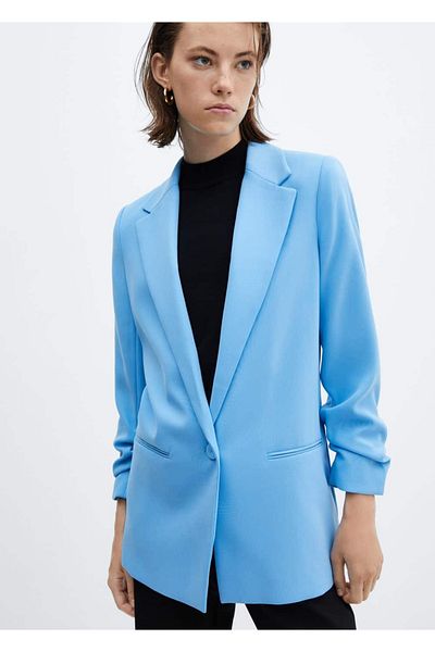 MANGO Woman Jachetă blazer cu mâneci adunate