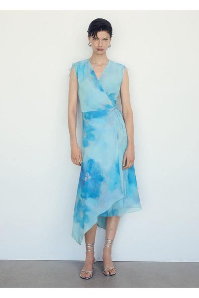 MANGO Woman Rochie decupată cu imprimeu