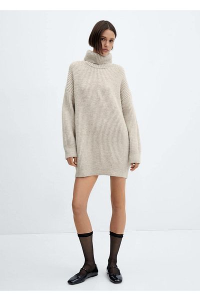 MANGO Woman Φόρεμα με ζιβάγκο με ραβδώσεις