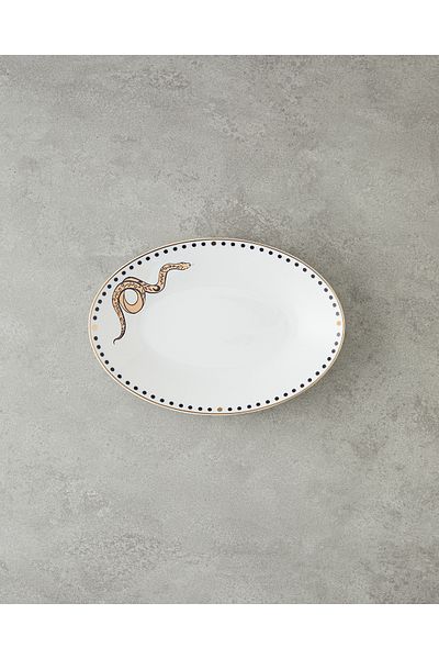 English Home Talisman Snake Bone China Boat Plate 25 cm Black-Gold
