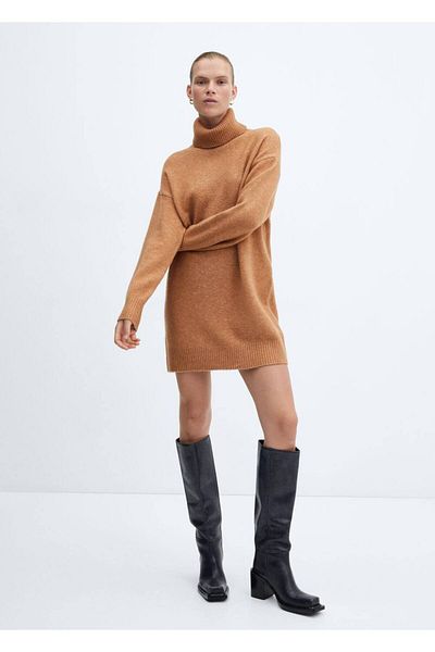 MANGO Woman Φόρεμα υφαντό με ζιβάγκο