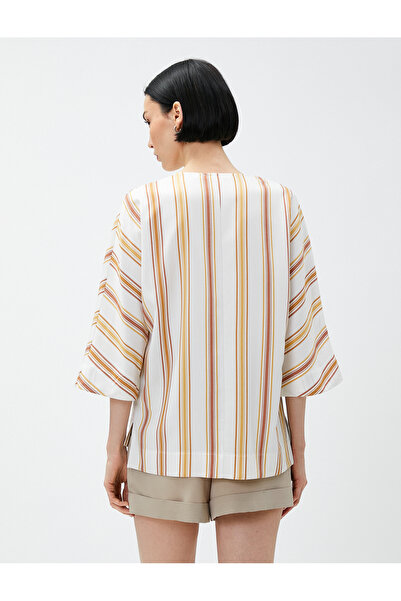 Koton Μπλούζα με λαιμόκοψη V με λεπτομέρεια πιέτες