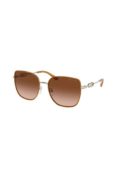 Michael Kors Woman Square Sunglasses- Mk 1129j - Lense Size:56mm - Light Gold / Amber Tortoise