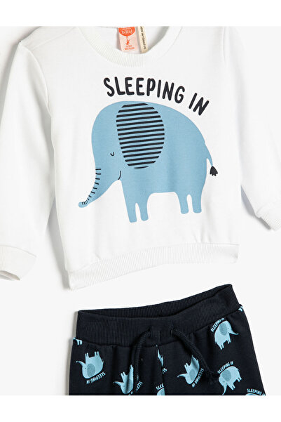 Koton Піжама з принтом слона з довгим рукавом з бавовняної тканини