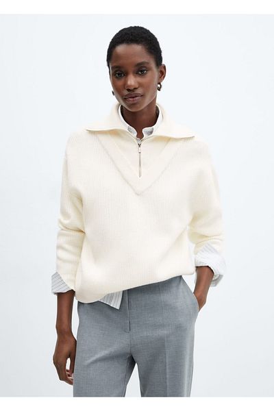 MANGO Woman Zippered Collar Sweater