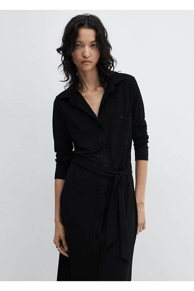 MANGO Woman Shirt Dress - Belt Detailed