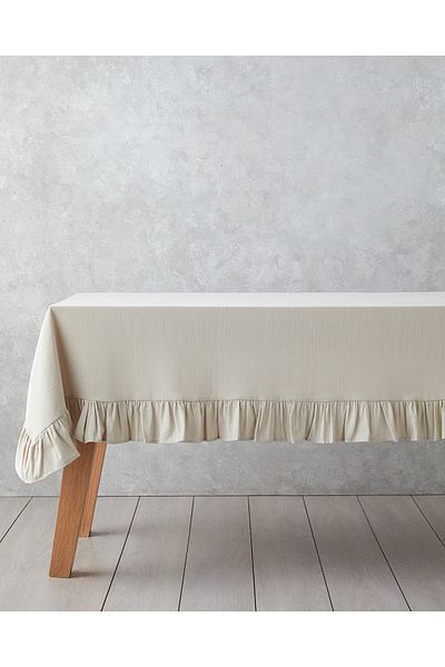 English Home Fata de masa din bumbac cu volane de culoare crem - 150x200 cm