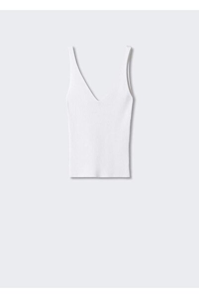 MANGO Woman Πλεκτή μπλούζα με λαιμόκοψη σε V