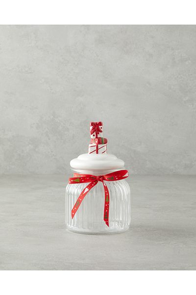 English Home Ginger Time Glass Jar 600 ml White - Red