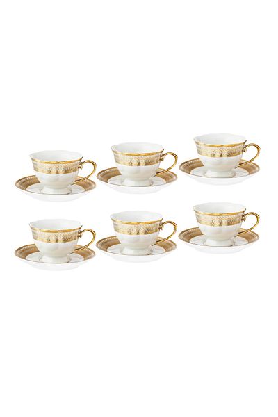 Dania Porcelain tea cup set, 12 pieces, 6 cups + 6 saucers