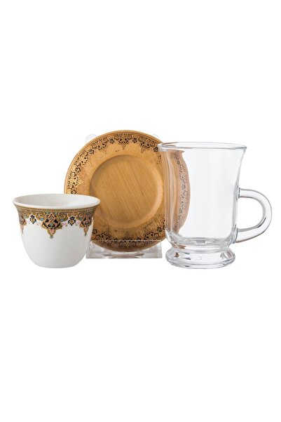 Dania مجموعة من 18 قطعة من أكواب الشاي والقهوة والصحون الخشبية