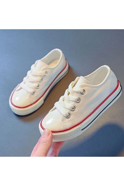 ELİTE STEP Pantofi unisex pentru copii, alb, scurt, cu șireturi, lenjerie sport casual