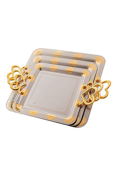 Dania 3-Piece Tray Set Gold/Silver 40x40x2cm