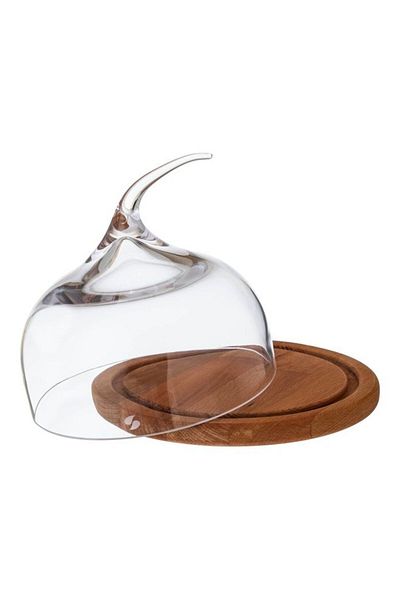 Paşabahçe Wood Stand With Glass Cover For Cake And Sweets And Multiple Uses Clear/Brown