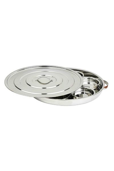 Dania Round Stainless Steel Breakfast Tray, 8 Pieces