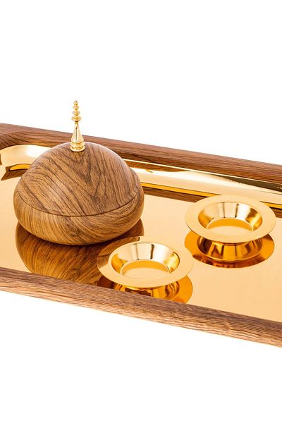 Dania Tamreya set consisting of 4 pieces 1 Tamreya with 2 stone seeds bowl and 1 stainless steel tray