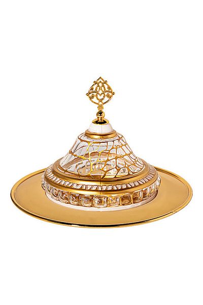Dania Dates Plate With Lid White/Gold 25x25cm