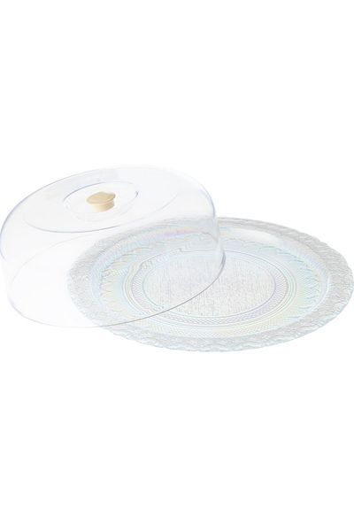 Dania Cake plate glass with plastic cover 30 cm