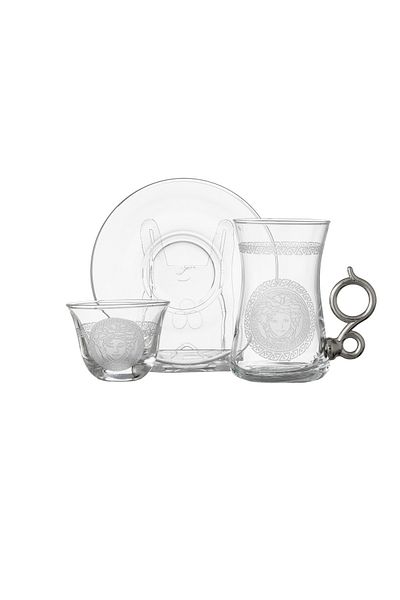 Byblos 18 Pieces Tea And Coffee Set Turkish Consisting Of 6 Tea Cups + 6 Tea Saucers + 6 Saudi Coffee Cups