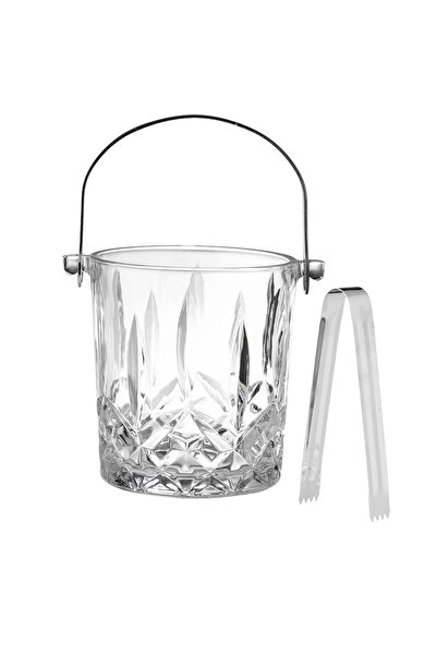 deli glass وعاء ثلج زجاجي ودلو مع ملقط أكريليك شفاف