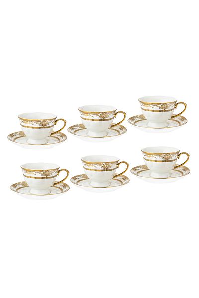 Dania Porcelain tea cup set, 12 pieces, 6 cups + 6 saucers
