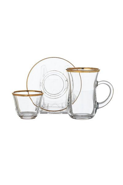 Dania An 18-piece Turkish tea & coffee set  6 tea cups 6 tea saucers 6 Saudi coffee cups