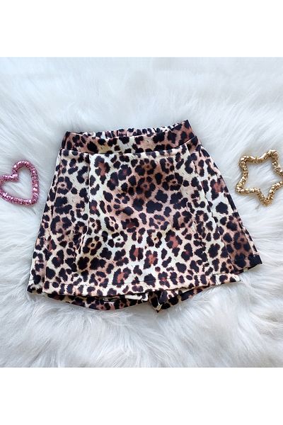 eladamoda Leopard Pattern Girl Shorts Skirt