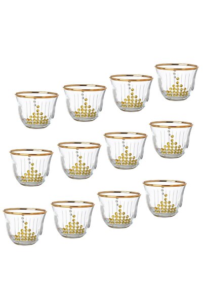 Dania طقم مكون من 12 فنجان قهوة عربي صناعة تركية بتصاميم أنيقة ومميزة