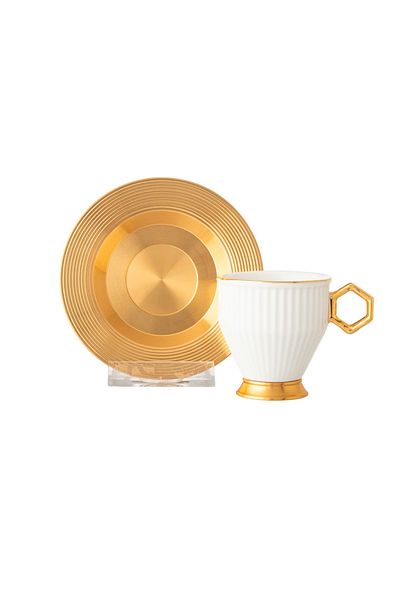 Dania A Set of Porcelain Turkish Coffee Cups And Metal Saucers 6 Cups + 6 Saucers