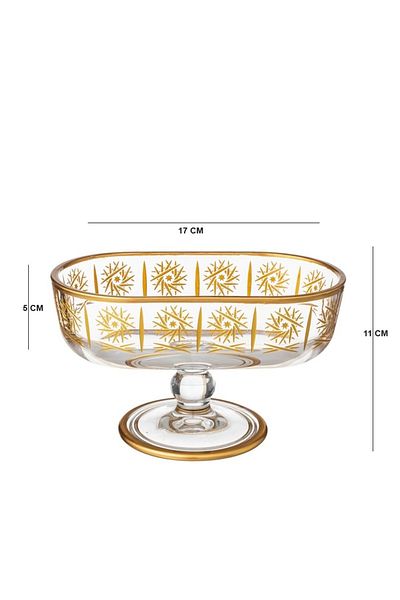 Byblos Turkish Glass Serving Dish With Base For Sweets, Fruits And Nuts, Multi-Use, Size 17*5*11 Cm