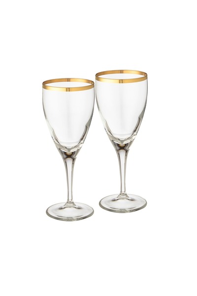 Dania طقم أكواب عصير زجاجية بزخارف وخطوط ذهبية، 6 قطع